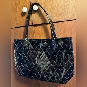 Emilio Pepe, Italy Black Geometric tote shoulder bag. 17” x 10.5” x 4”
